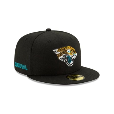 Black Jacksonville Jaguars Hat - New Era NFL Official NFL Draft 59FIFTY Fitted Caps USA5632017